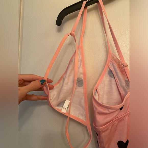 XS Pink Heart Lace Lingerie Dress With Matching Thong - Picture 10 of 10